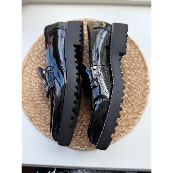 Franco Sarto Cassandra Black Patent Leather Penny Loafer Shoes Women's 8 NWOT - Picture 7 of 9